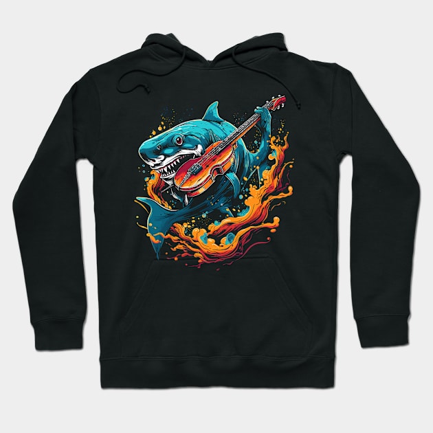 Shark Playing Violin Hoodie by JH Mart